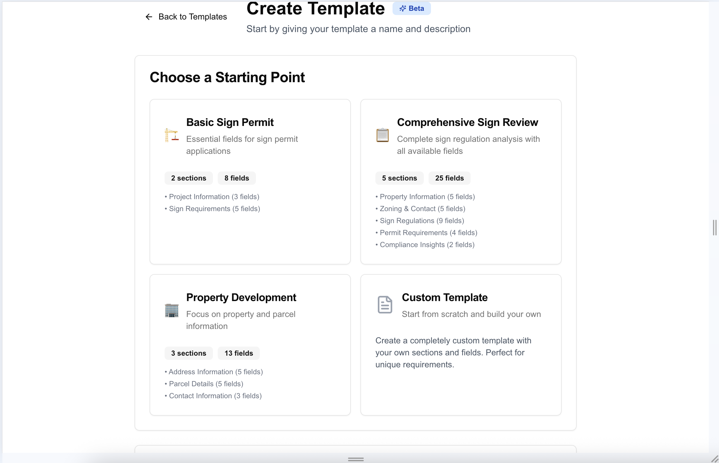 Screenshot of Excel Template System feature